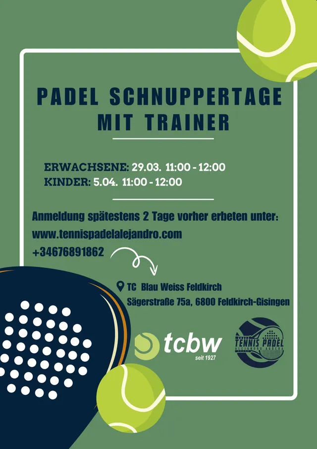 Padel Schnuppertage mit Trainer-Poster