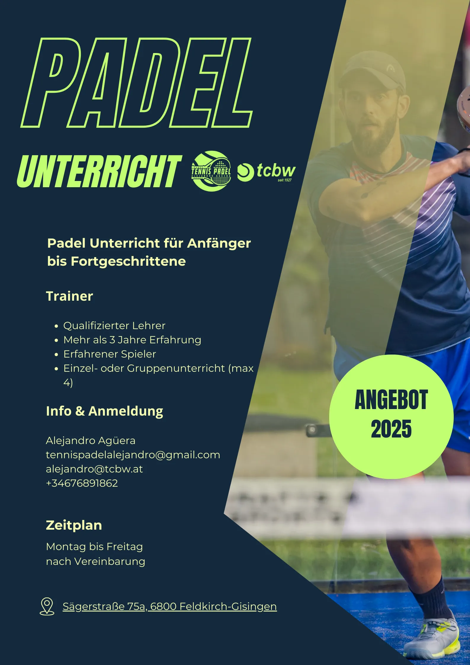 Padel Unterricht-Poster
